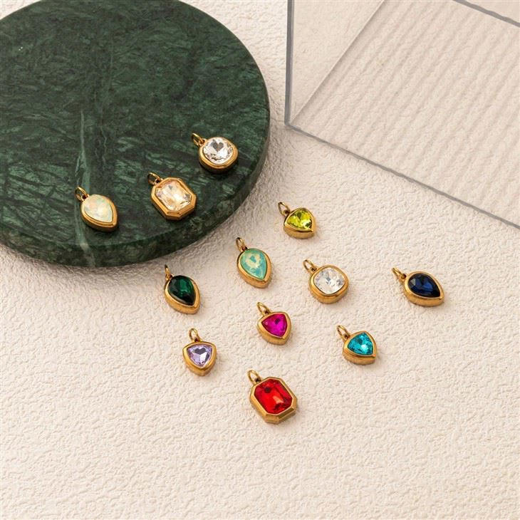 Multi Shape Stainless Steel Birthstone Charms factory