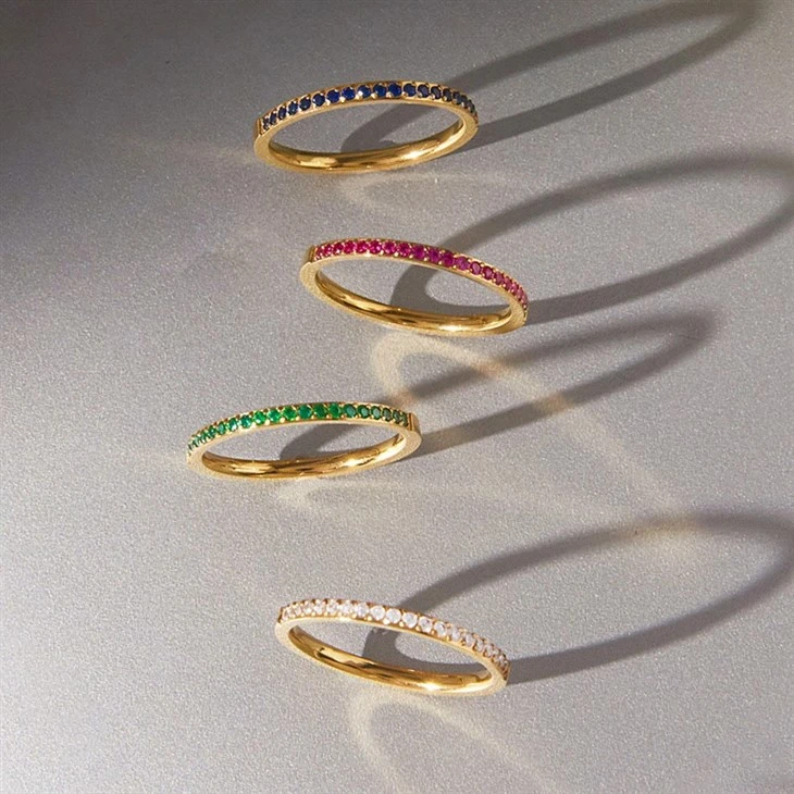 Multicolor Half Paved CZ Ring high quality