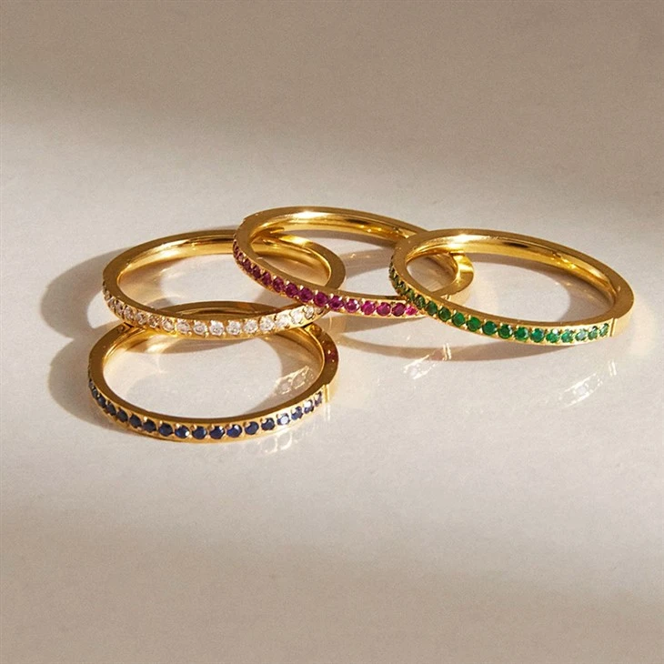 Multicolor Half Paved CZ Ring best