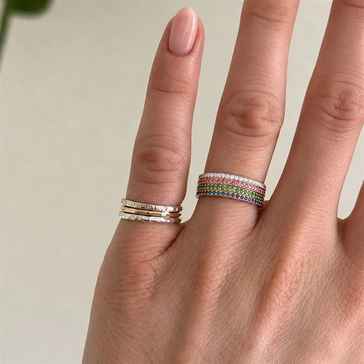 Multicolor Half Paved CZ Ring suppliers