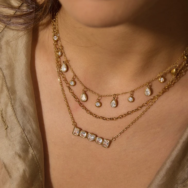 Multicolor Square CZ Necklace