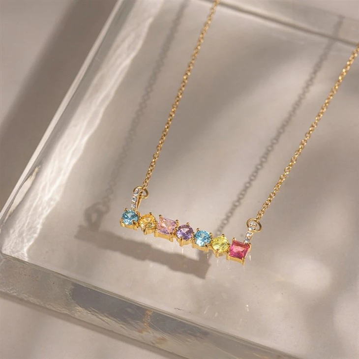 Multicolor Square CZ Necklace high quality