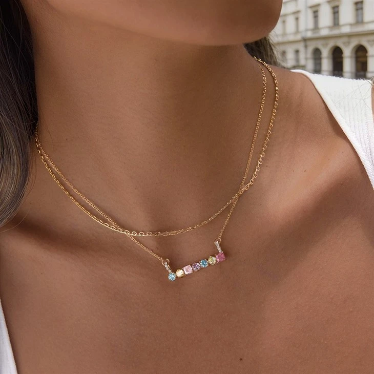 Multicolor Square CZ Necklace factory