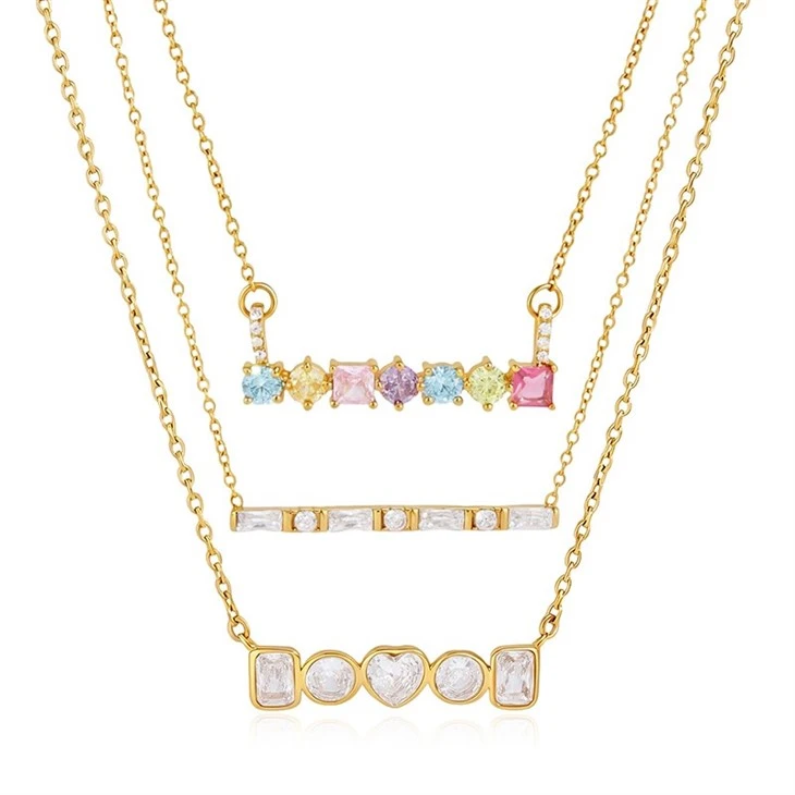 Multicolor Square CZ Necklace high quality