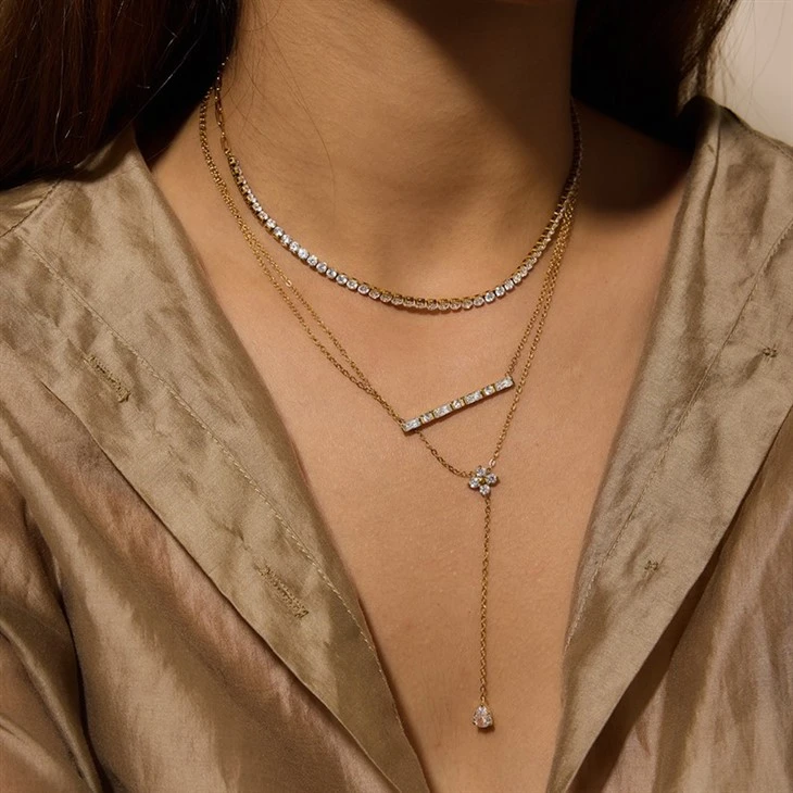 Multicolor Square CZ Necklace suppliers