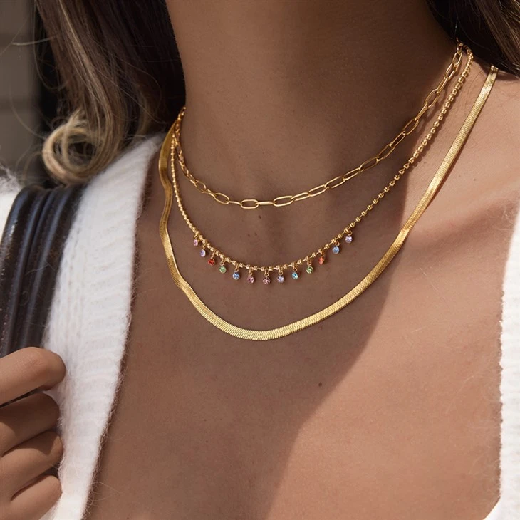 Multicolor Teardrop CZ Drop Necklace