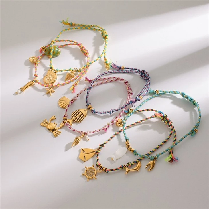 Ocean Charm Braided Pull Bracelet suppliers