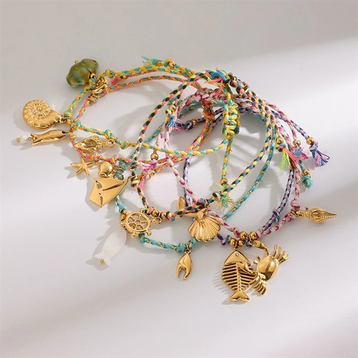 Ocean Charm Braided Pull Bracelet suppliers