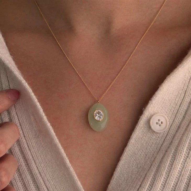 Oval Resin CZ Necklace best