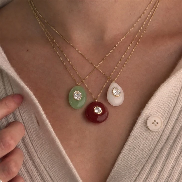 Oval Resin CZ Necklace