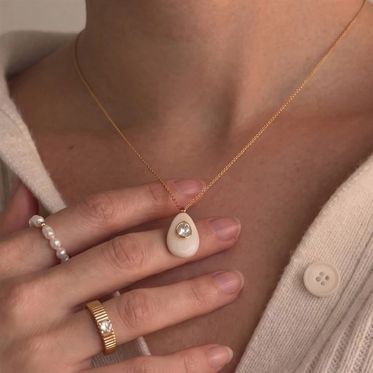 Oval Resin CZ Necklace high quality