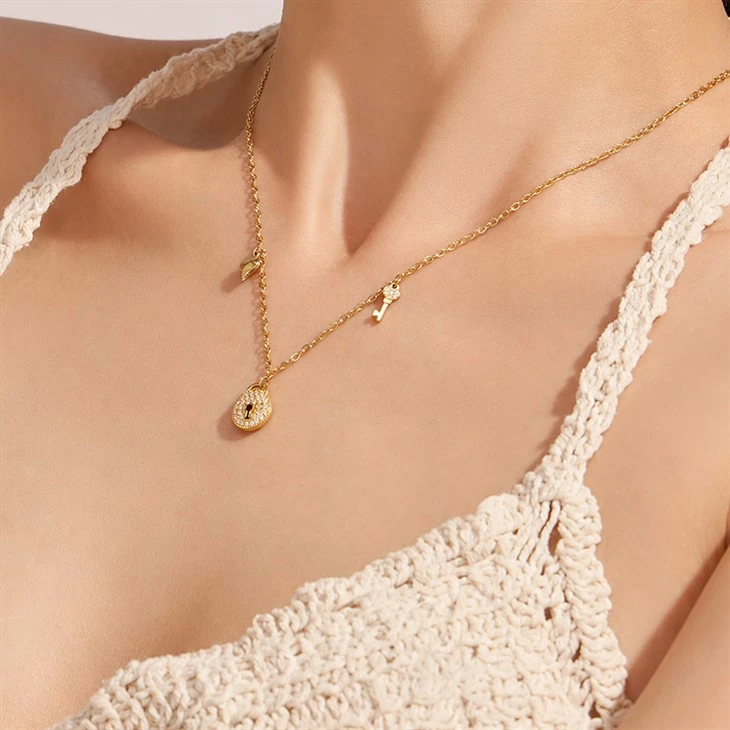 Padlock Heart Key Necklace