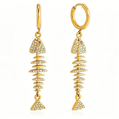 Fishbone Pendant Earring