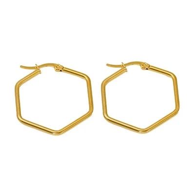 Geometric Hexagon Click‑Top Hoop Earrings