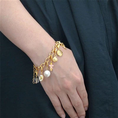 Gold Plated Oval Link Charm Bracelet