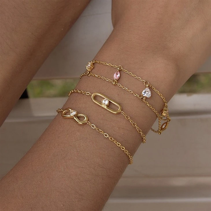 Pastel Pear Heart CZ Double Layer Bracelet suppliers
