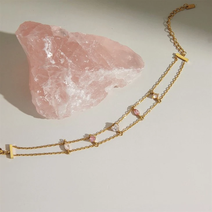 Pastel Pear Heart CZ Double Layer Bracelet price