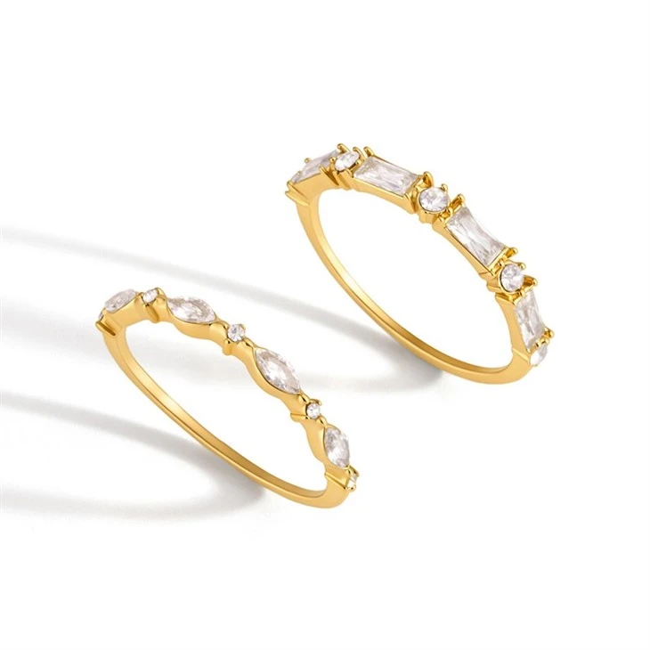 Polished Linear Mixed Stone Ring high quality
