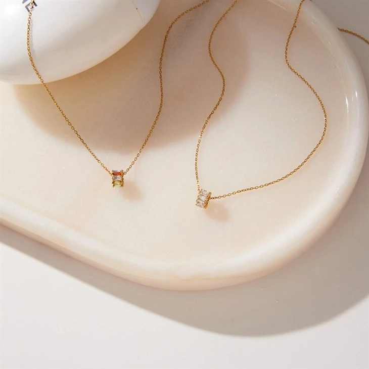 Rectangle Multicolor CZ Necklace best