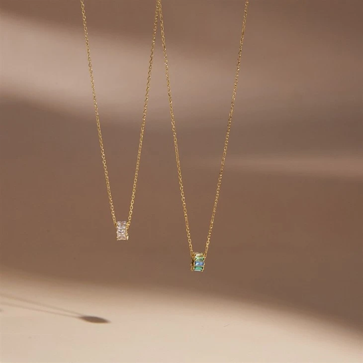 Rectangle Multicolor CZ Necklace price