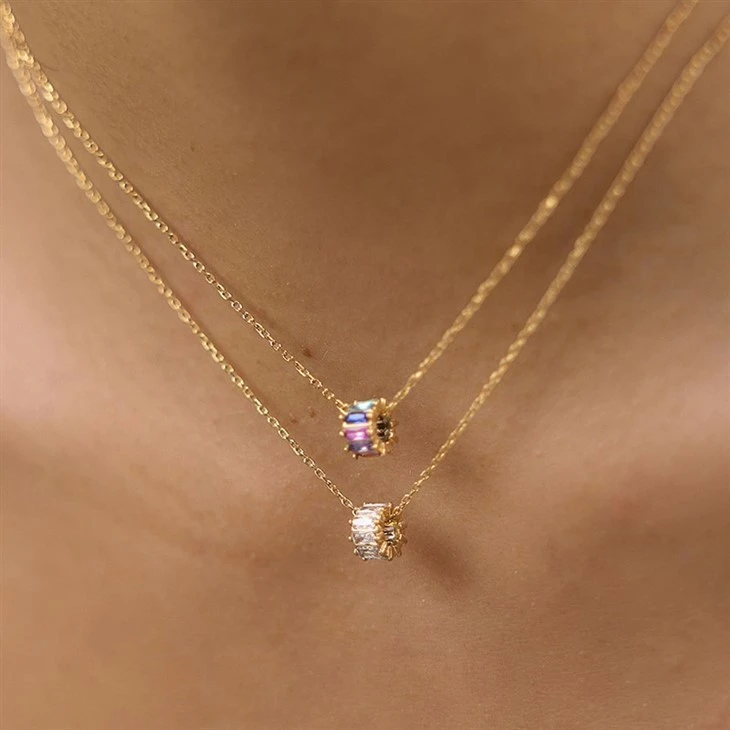 Rectangle Multicolor CZ Necklace factory