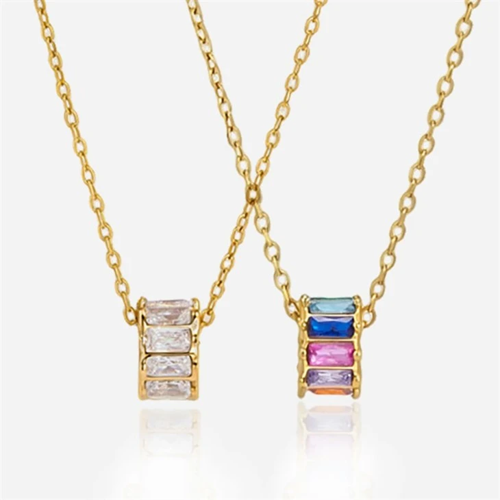 Rectangle Multicolor CZ Necklace high quality