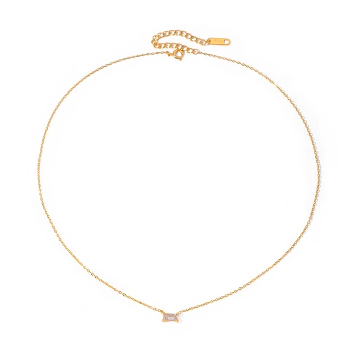 Rectangle Zircon Chain Necklace