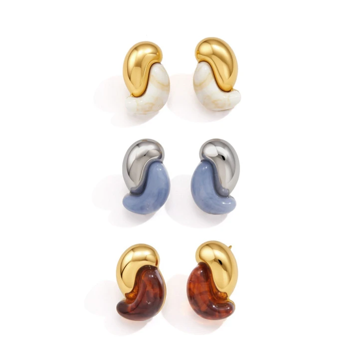 Resin Bean Stud Earring