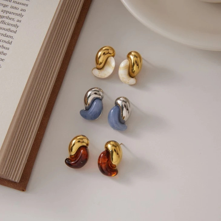 Resin Bean Stud Earring high quality