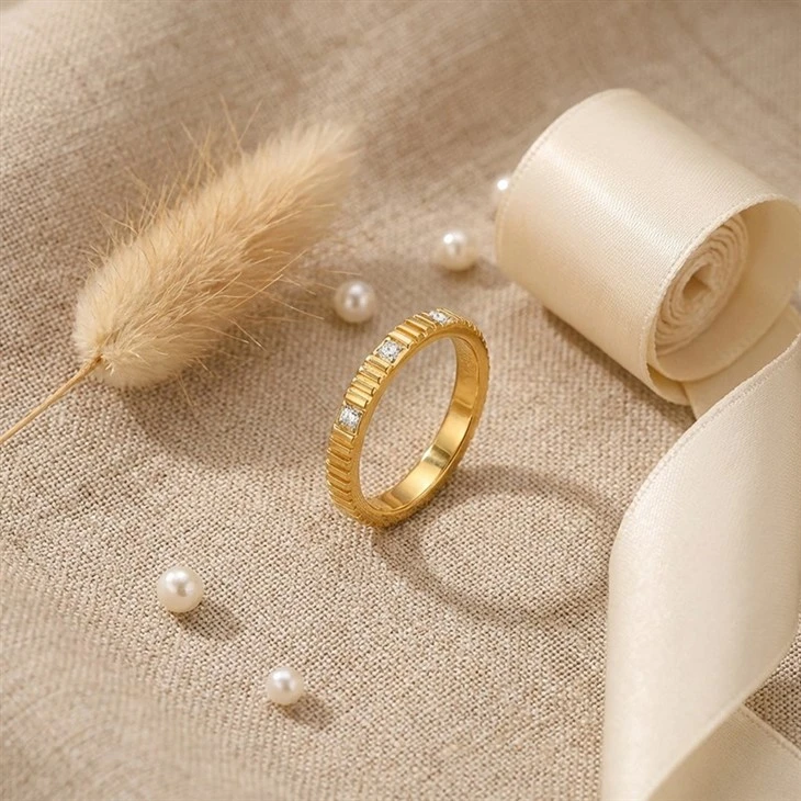 Ribbed Band CZ Accent Ring suppliers