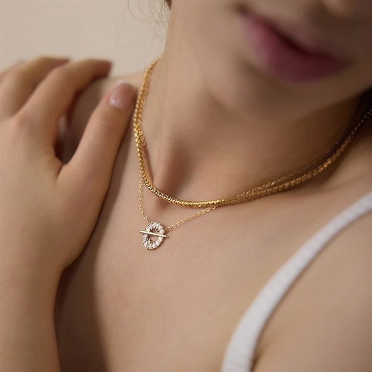 Round Bar Design Teardrop CZ Pendant Necklace best