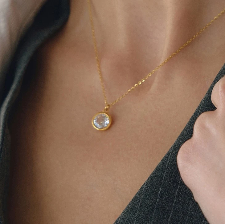 Round CZ Bezel Pendant Necklace suppliers