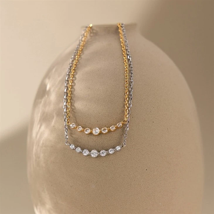 Round CZ Row Pendant Necklace price