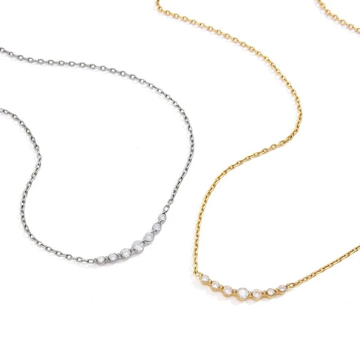 Round CZ Row Pendant Necklace factory