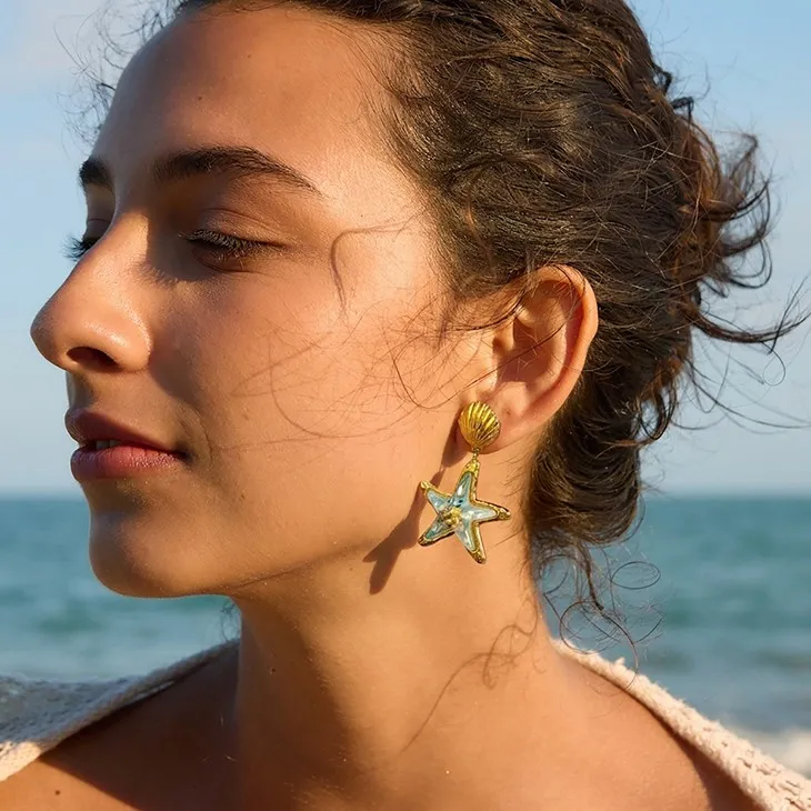 Shell And Starfish Resin Drop Earrings factory
