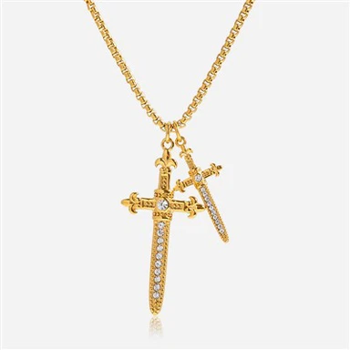 316 Stainless Steel Sword Cross Necklace