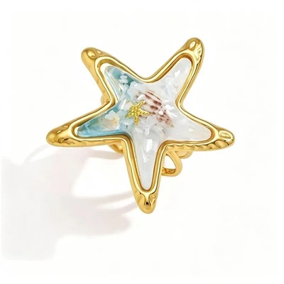 Adjustable Starfish Resin Ring