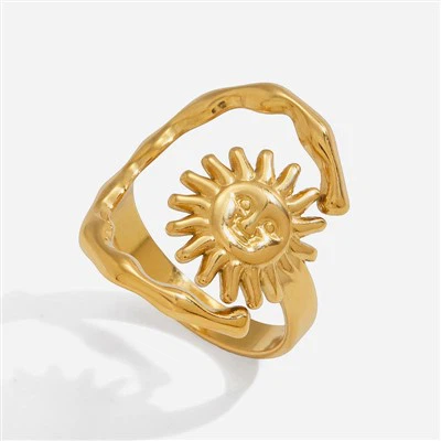 Adjustable Sun Face Open Ring