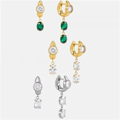 Asymmetrical CZ Drop Earrings