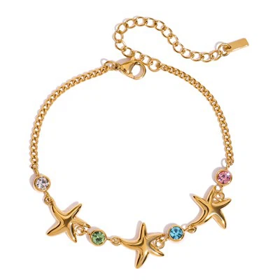 Bezel Zircon Starfish Bracelet