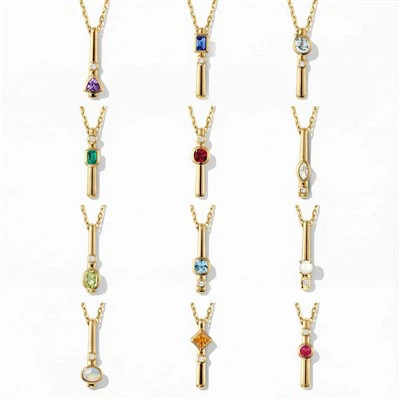 Birthstone Bar Pendant Necklace