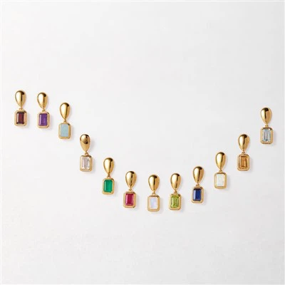 Birthstone Square Drop Earrings
