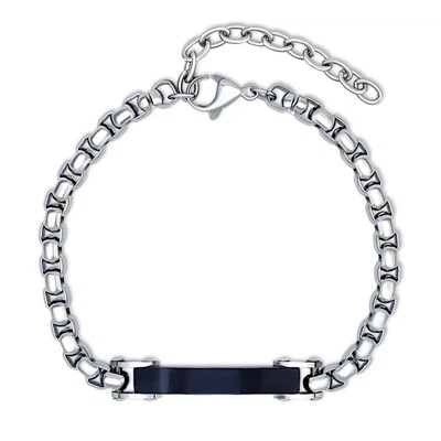 Black Plating Bar Square Box Chain Bracelet