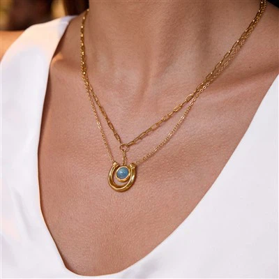 Blue Horseshoe Necklace