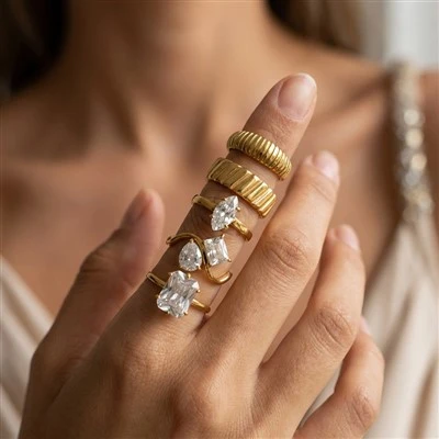 Bypass Two Stone CZ Ring