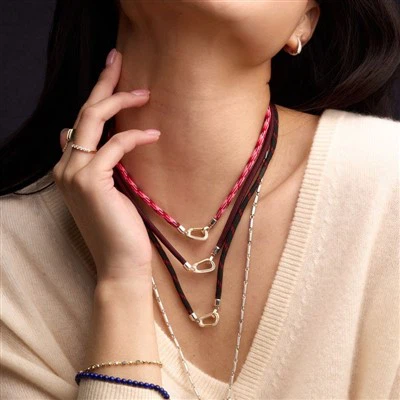Carabiner Red Cord Necklace
