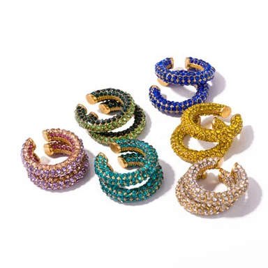 Colorful CZ Pave Hoops