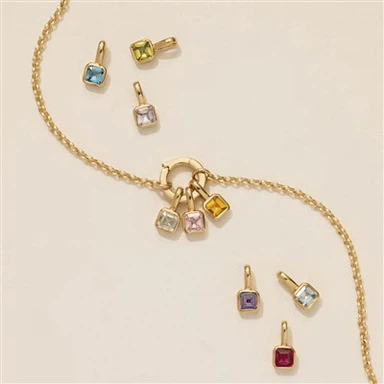 Colorful CZ Stainless Steel Birthstone Charms