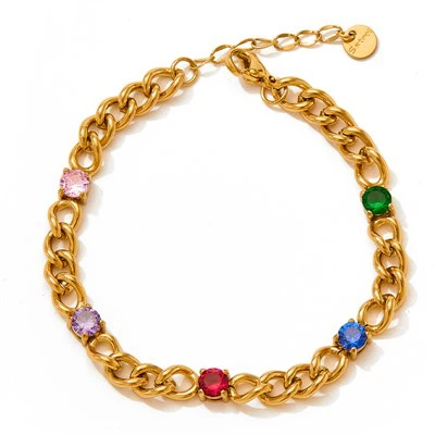 Colorful Zircon Chain Bracelet