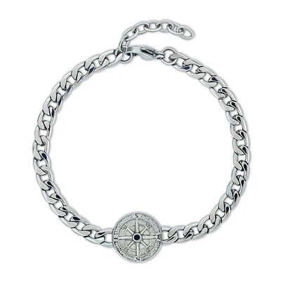 Compass Cuban Link Bracelet Stainless Steel